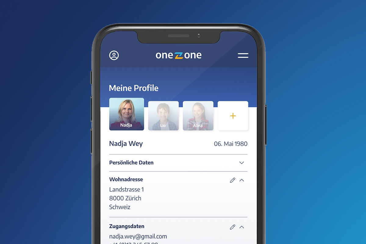 persönliche Daten - Versicherungs App oneZone